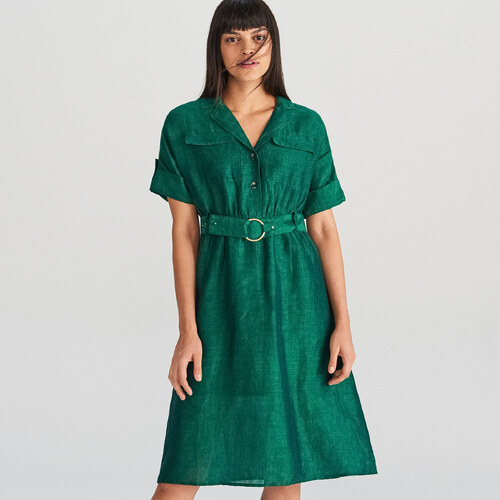 Зеленое платье рубашка